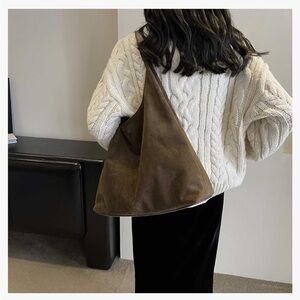 Amazon Hobo Faux Suede Bag, Olive